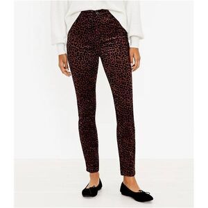 LOFT Leopard Print Skinny Corduroy Pants Size 28/6 Regular Fit, High Rise NWT